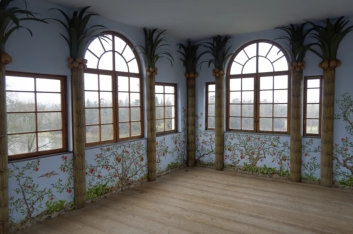 Schloss Wörlitz Palmensaal mit Palmen-Imitaten und Wandbemalung